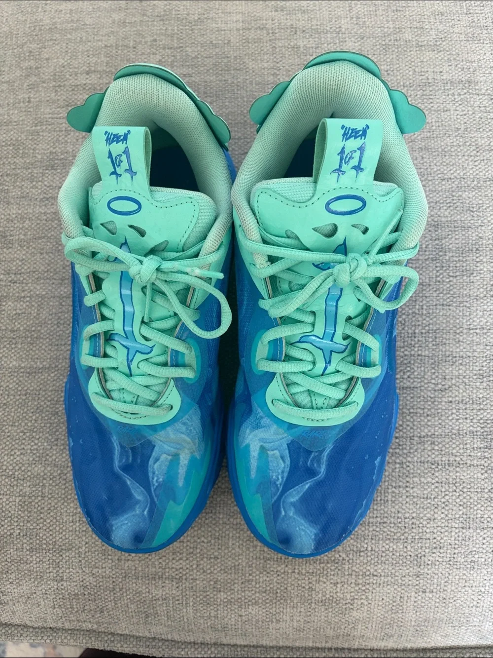 Puma Kids Blue and Aqua Lace-Up Sneakers